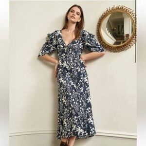 La Ligne Navy Floral Midi Dress